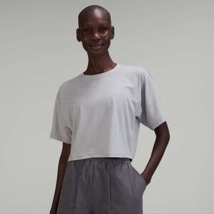 Lululemon LAB Ribbed Boxy Short-Sleeved Shirt - Green Fern/Lilac Smoke - Size 8